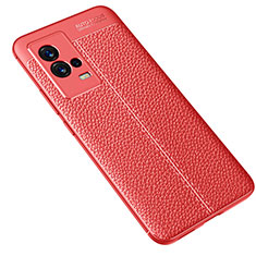 Funda Silicona Goma de Cuero Carcasa S02 para Vivo iQOO 8 Pro 5G Rojo