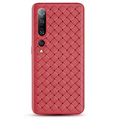Funda Silicona Goma de Cuero Carcasa S02 para Xiaomi Mi 10 Pro Rojo