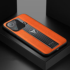 Funda Silicona Goma de Cuero Carcasa S02 para Xiaomi Mi 11 Pro 5G Naranja