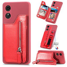 Funda Silicona Goma de Cuero Carcasa S02D para Oppo A17 Rojo