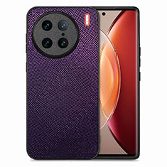 Funda Silicona Goma de Cuero Carcasa S02D para Vivo X90 Pro 5G Morado