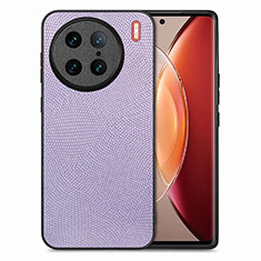 Funda Silicona Goma de Cuero Carcasa S02D para Vivo X90 Pro 5G Purpura Claro