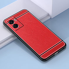 Funda Silicona Goma de Cuero Carcasa S03 para Oppo A57 5G Rojo