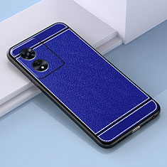 Funda Silicona Goma de Cuero Carcasa S03 para Oppo A97 5G Azul