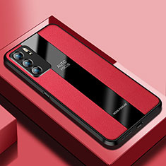 Funda Silicona Goma de Cuero Carcasa S03 para Oppo Reno6 Pro 5G India Rojo