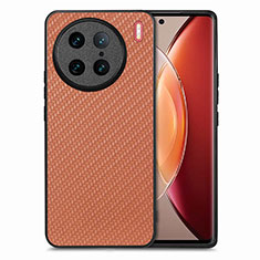 Funda Silicona Goma de Cuero Carcasa S03D para Vivo X90 Pro 5G Marron