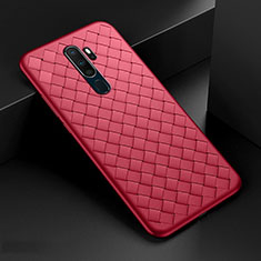 Funda Silicona Goma de Cuero Carcasa S04 para Oppo A11 Rojo