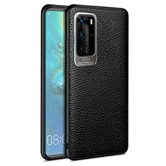 Funda Silicona Goma de Cuero Carcasa S08 para Huawei P40 Pro Negro