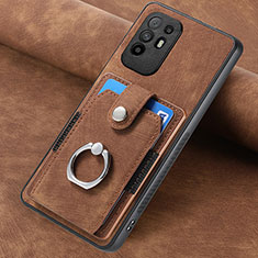 Funda Silicona Goma de Cuero Carcasa SD1 para Oppo A94 5G Marron