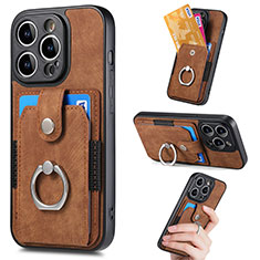 Funda Silicona Goma de Cuero Carcasa SD12 para Apple iPhone 13 Pro Max Marron