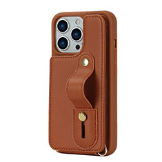 Funda Silicona Goma de Cuero Carcasa SD14 para Apple iPhone 13 Pro Max Marron