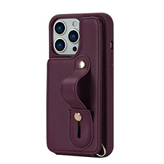 Funda Silicona Goma de Cuero Carcasa SD14 para Apple iPhone 14 Pro Max Rojo Rosa