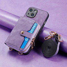 Funda Silicona Goma de Cuero Carcasa SD2 para Apple iPhone 15 Plus Purpura Claro
