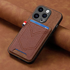 Funda Silicona Goma de Cuero Carcasa SD3 para Apple iPhone 14 Pro Max Marron