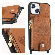 Funda Silicona Goma de Cuero Carcasa SD4 para Apple iPhone 13 Marron