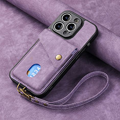 Funda Silicona Goma de Cuero Carcasa SD4 para Apple iPhone 14 Pro Purpura Claro