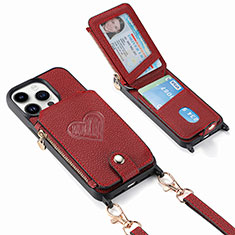 Funda Silicona Goma de Cuero Carcasa SD6 para Apple iPhone 13 Pro Rojo