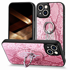 Funda Silicona Goma de Cuero Carcasa SD6 para Apple iPhone 15 Plus Rosa Roja