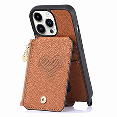 Funda Silicona Goma de Cuero Carcasa SD7 para Apple iPhone 13 Pro Max Marron