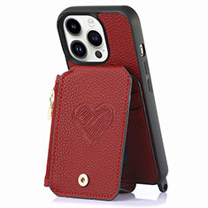 Funda Silicona Goma de Cuero Carcasa SD7 para Apple iPhone 14 Pro Rojo