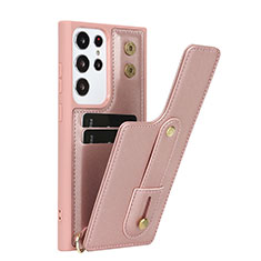 Funda Silicona Goma de Cuero Carcasa SY1 para Samsung Galaxy S22 Ultra 5G Oro Rosa