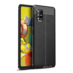 Funda Silicona Goma de Cuero Carcasa WL1 para Samsung Galaxy A51 4G Negro