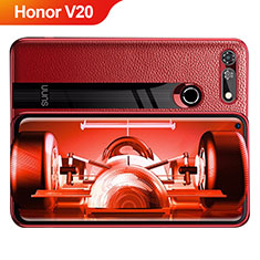 Funda Silicona Goma de Cuero Q01 para Huawei Honor V20 Rojo