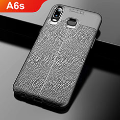 Funda Silicona Goma de Cuero Q01 para Samsung Galaxy A6s Negro