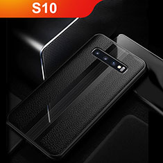 Funda Silicona Goma de Cuero Q01 para Samsung Galaxy S10 Negro