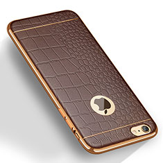 Funda Silicona Goma de Cuero W01 para Apple iPhone 6 Marron