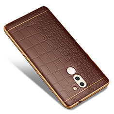 Funda Silicona Goma de Cuero W01 para Huawei Honor 6X Pro Marron