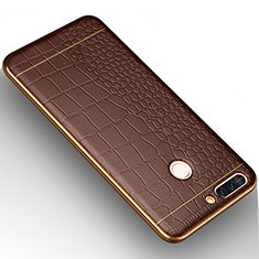 Funda Silicona Goma de Cuero W01 para Huawei Honor V9 Marron