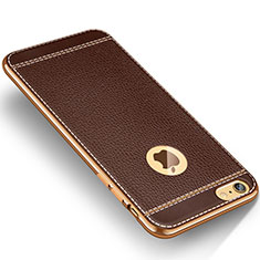 Funda Silicona Goma de Cuero W02 para Apple iPhone 6 Marron