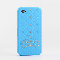Funda Silicona Goma Diamante Brillante para Apple iPhone 4S Azul Cielo