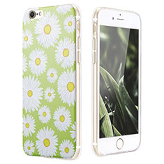 Funda Silicona Goma Flores para Apple iPhone 6 Plus Verde