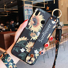 Funda Silicona Goma Flores para Huawei Honor 8X Negro