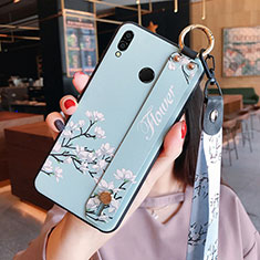 Funda Silicona Goma Flores para Huawei Honor V10 Lite Cian