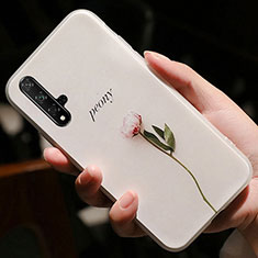 Funda Silicona Goma Flores para Huawei Nova 5T Rosa