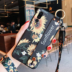 Funda Silicona Goma Flores para Huawei P20 Pro Negro