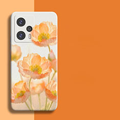 Funda Silicona Goma Flores para Xiaomi Poco F5 5G Naranja