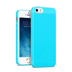 Funda Silicona Goma para Apple iPhone 5S Azul Cielo