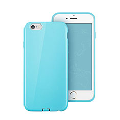 Funda Silicona Goma para Apple iPhone 6 Plus Azul Cielo