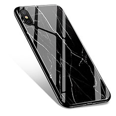 Funda Silicona Goma Patron de Marmol para Apple iPhone X Negro