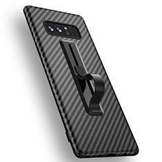 Funda Silicona Goma Twill con Anillo de dedo para Samsung Galaxy Note 8 Duos N950F Negro