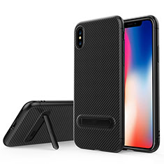 Funda Silicona Goma Twill con Soporte para Apple iPhone Xs Max Negro