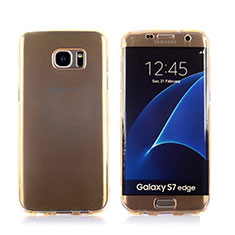 Funda Silicona Transparente Cubre Entero Carcasa para Samsung Galaxy S7 Edge G935F Oro