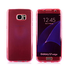 Funda Silicona Transparente Cubre Entero Carcasa para Samsung Galaxy S7 Edge G935F Rojo