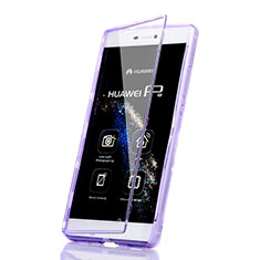 Funda Silicona Transparente Cubre Entero para Huawei P8 Morado