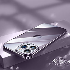Funda Silicona Ultrafina Carcasa Transparente Bling-Bling LD2 para Apple iPhone 13 Pro Max Morado