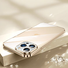 Funda Silicona Ultrafina Carcasa Transparente Bling-Bling LD2 para Apple iPhone 13 Pro Max Oro